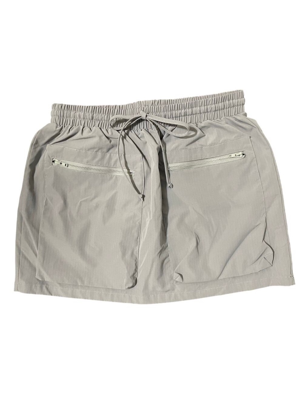 Ego Women’s Cargo Mini Skirt Utility Pockets Ripstop Drawstring size 8 Gray